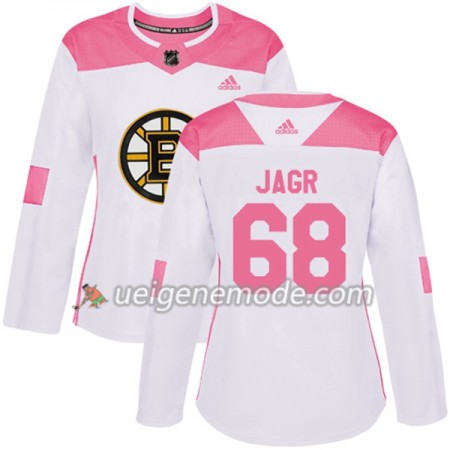 Dame Eishockey Boston Bruins Trikot Jaromir Jagr 68 Adidas 2017-2018 Weiß Pink Fashion Authentic